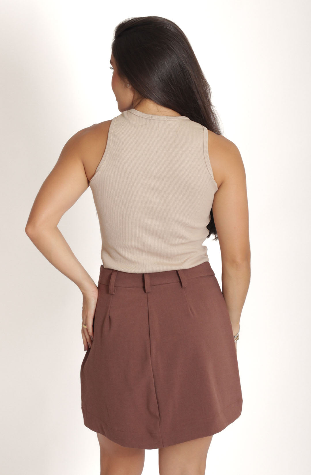 Short Saia Elô - Marrom Escuro