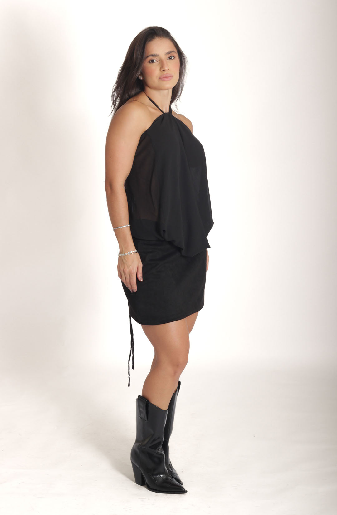 Saia Suede Elô - Preto