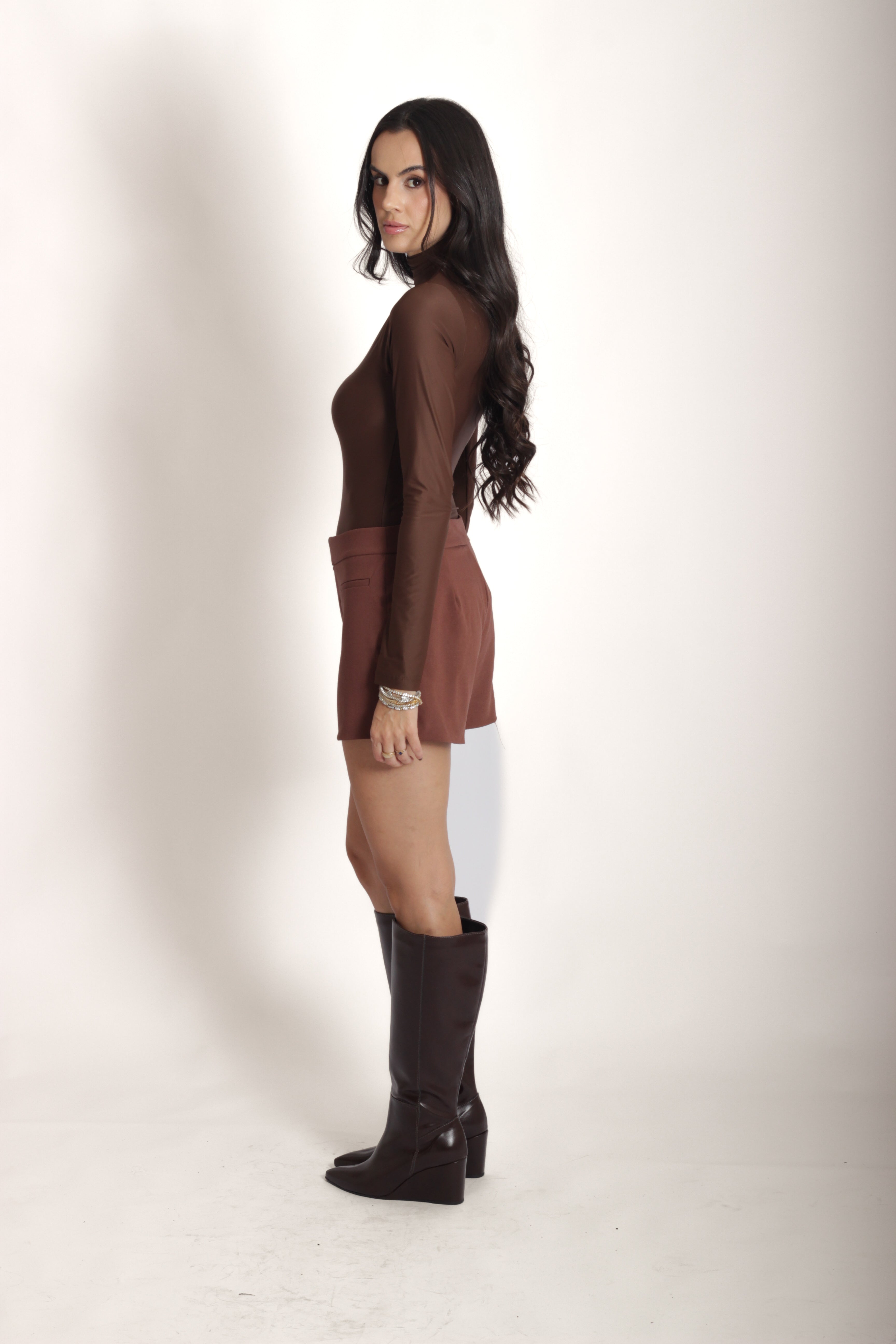 Body Manga Longa - Marrom